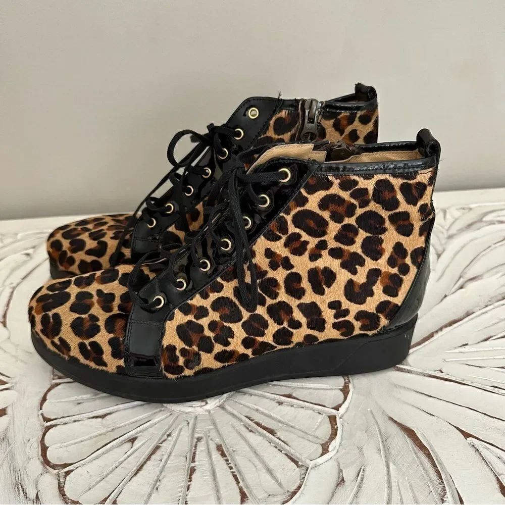 Ukies Alberta leopard Print Calf Hair shoes size 7.5